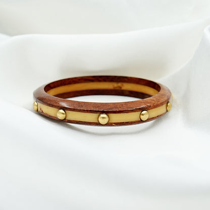 Rustic Wooden & Gold Accent Bangle