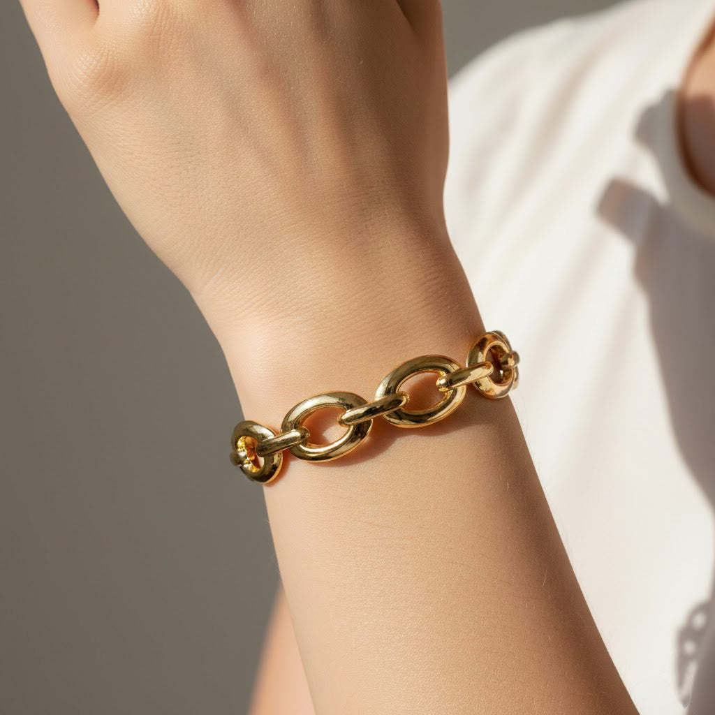 Luxe Gold Chain Link Bangle Bracelet