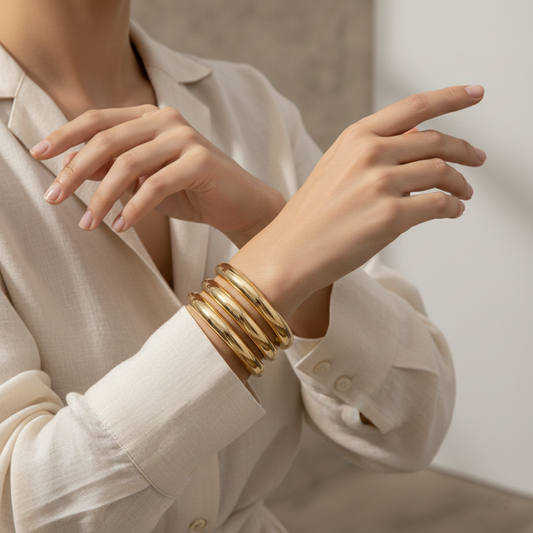 Statement Chunky Gold Hinged Bracelet