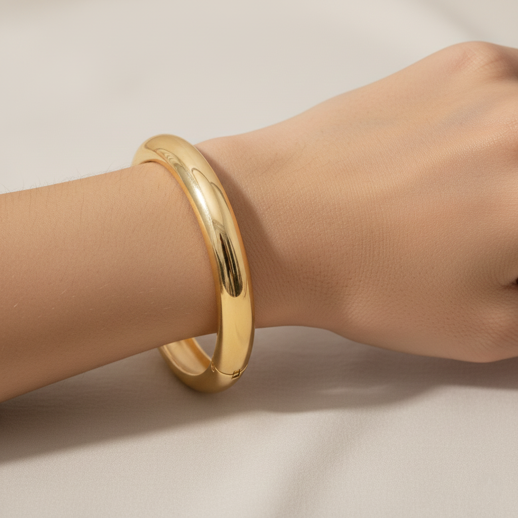 Statement Chunky Gold Hinged Bracelet