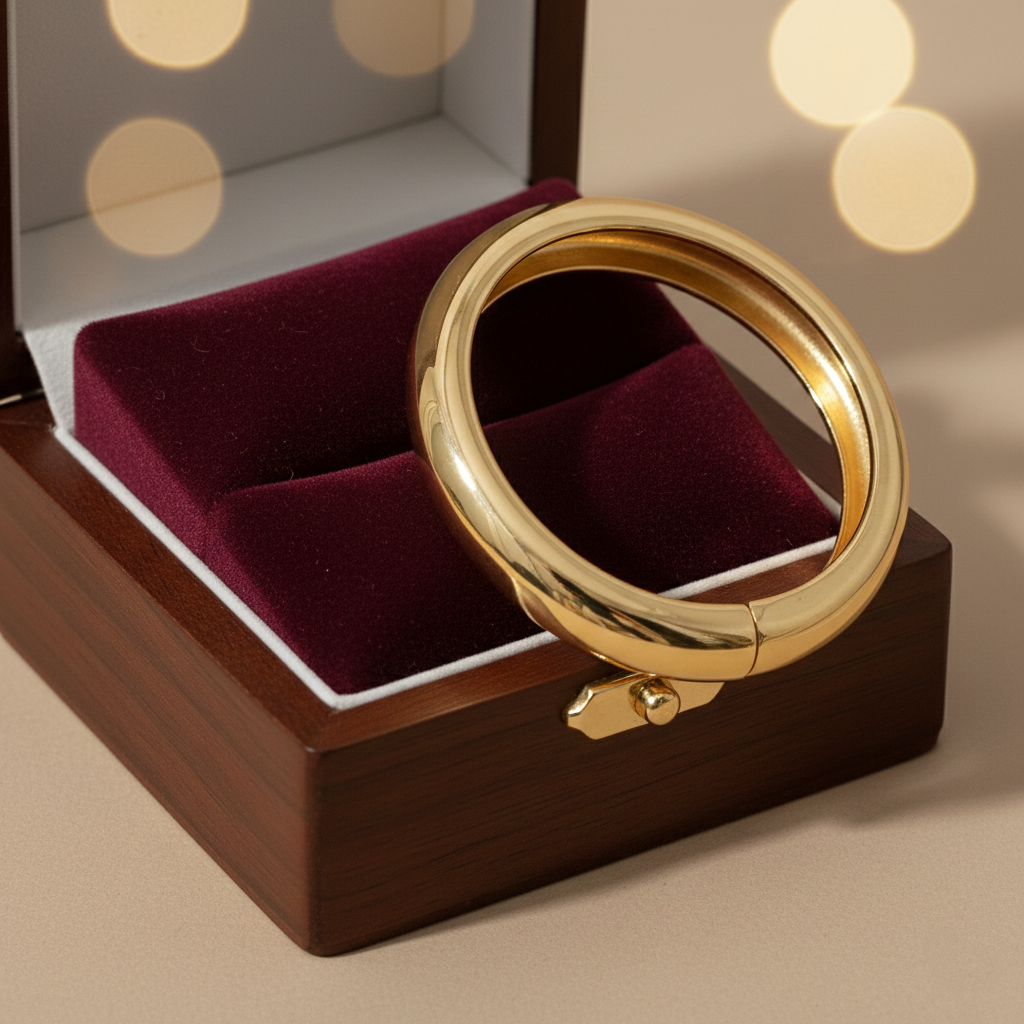Statement Chunky Gold Hinged Bracelet