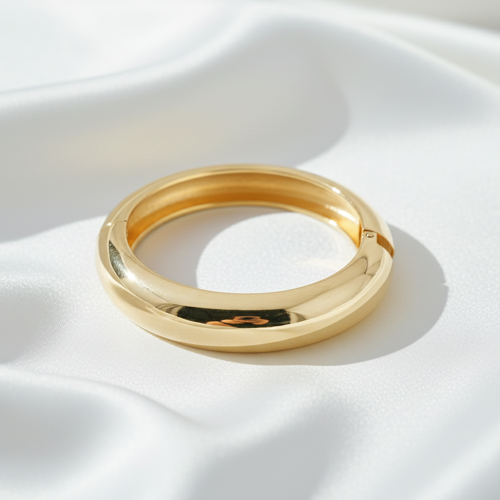 Statement Chunky Gold Hinged Bracelet