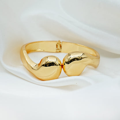 Gold Teardrop Open Bangle
