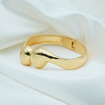Gold Teardrop Open Bangle