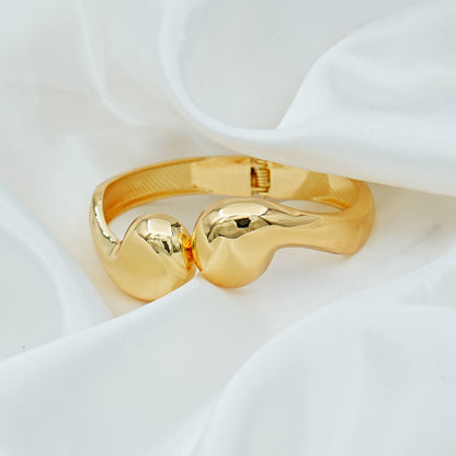 Gold Teardrop Open Bangle