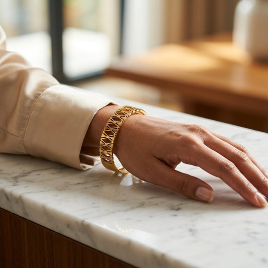 Geometric Cutout Gold Plated Bracelet