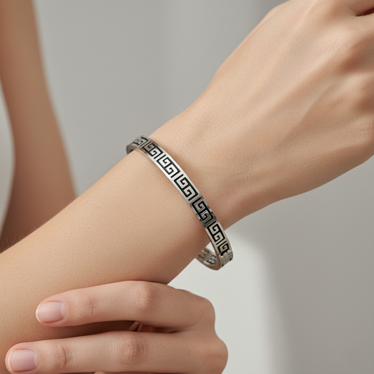 Greek Key Pattern Bangle Bracelet
