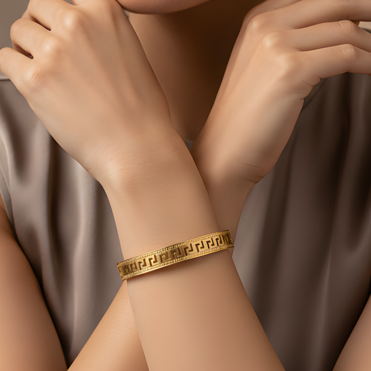Greek Key Pattern Bangle Bracelet