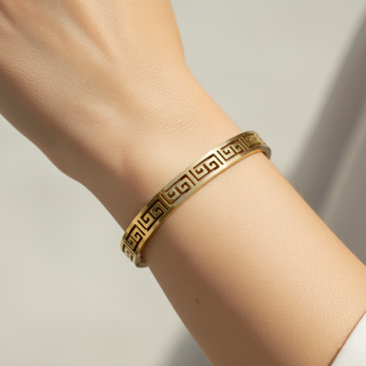 Greek Key Pattern Bangle Bracelet