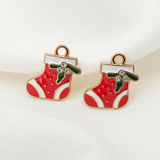 Enamel Christmas Socks Charms
