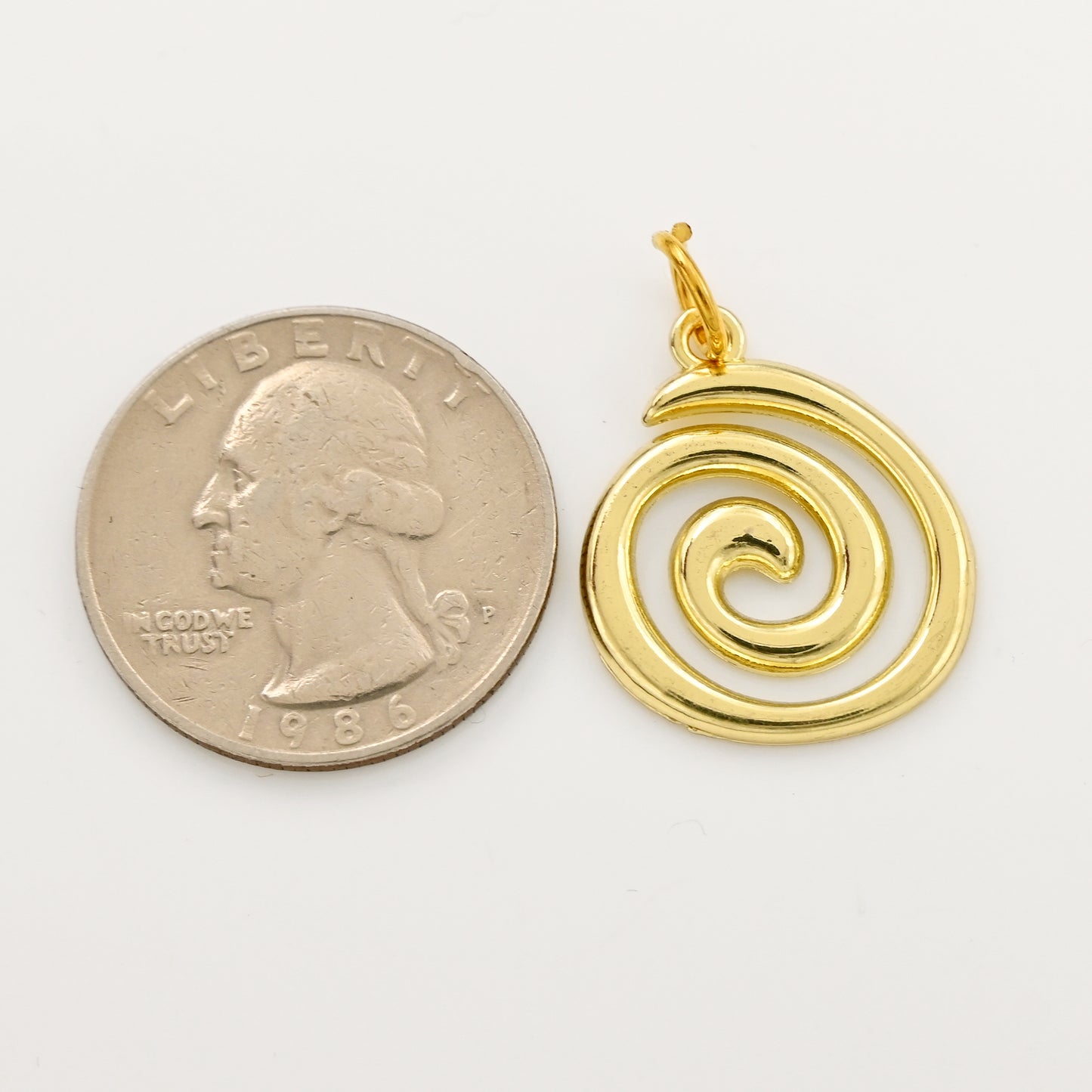 Gold Plated Spiral Swirl Charm Pendant
