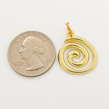 Gold Plated Spiral Swirl Charm Pendant
