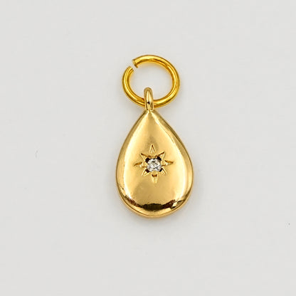Gold Starburst Diamond Charm with Crystal