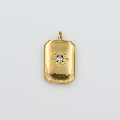 Gold Starburst Diamond Charm with Crystal