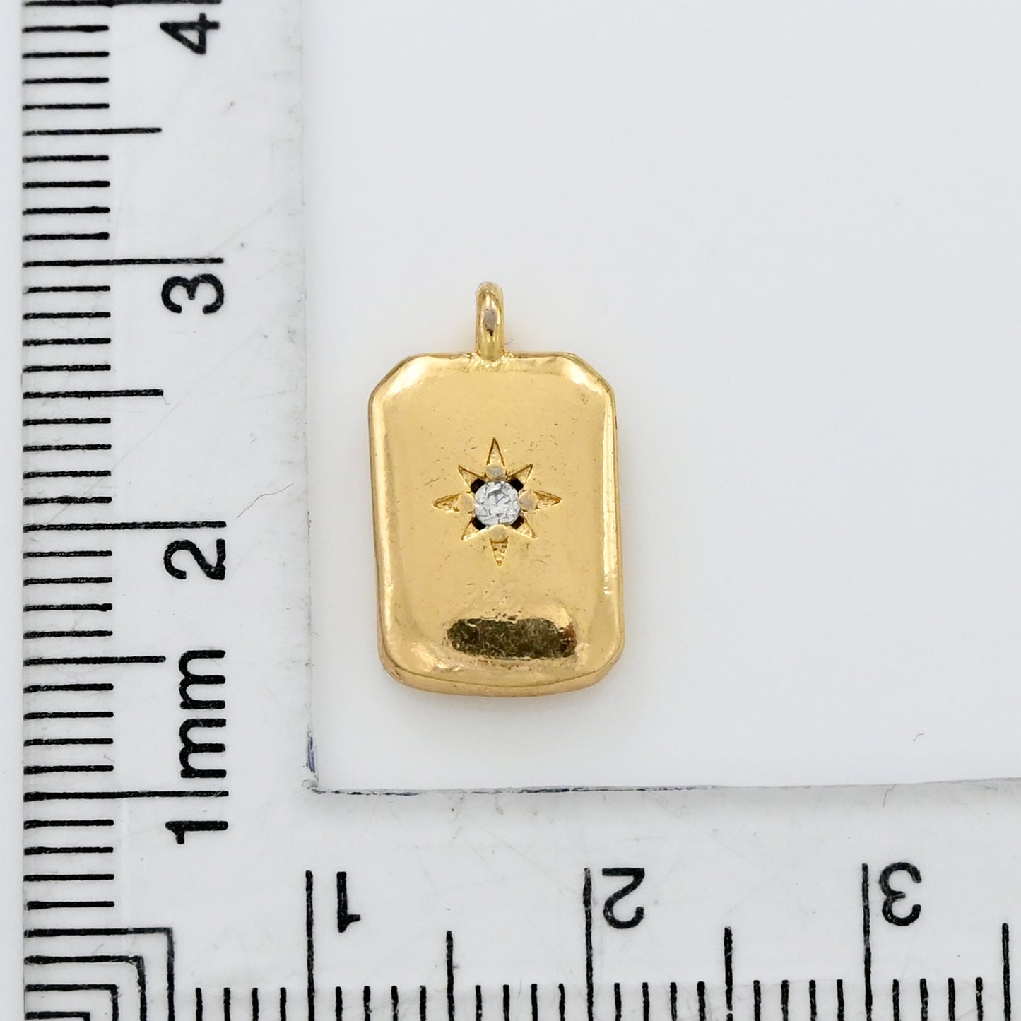 Gold Starburst Diamond Charm with Crystal