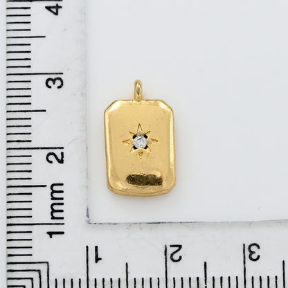 Gold Starburst Diamond Charm with Crystal
