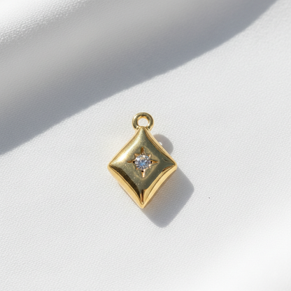 Gold Starburst Diamond Charm with Crystal
