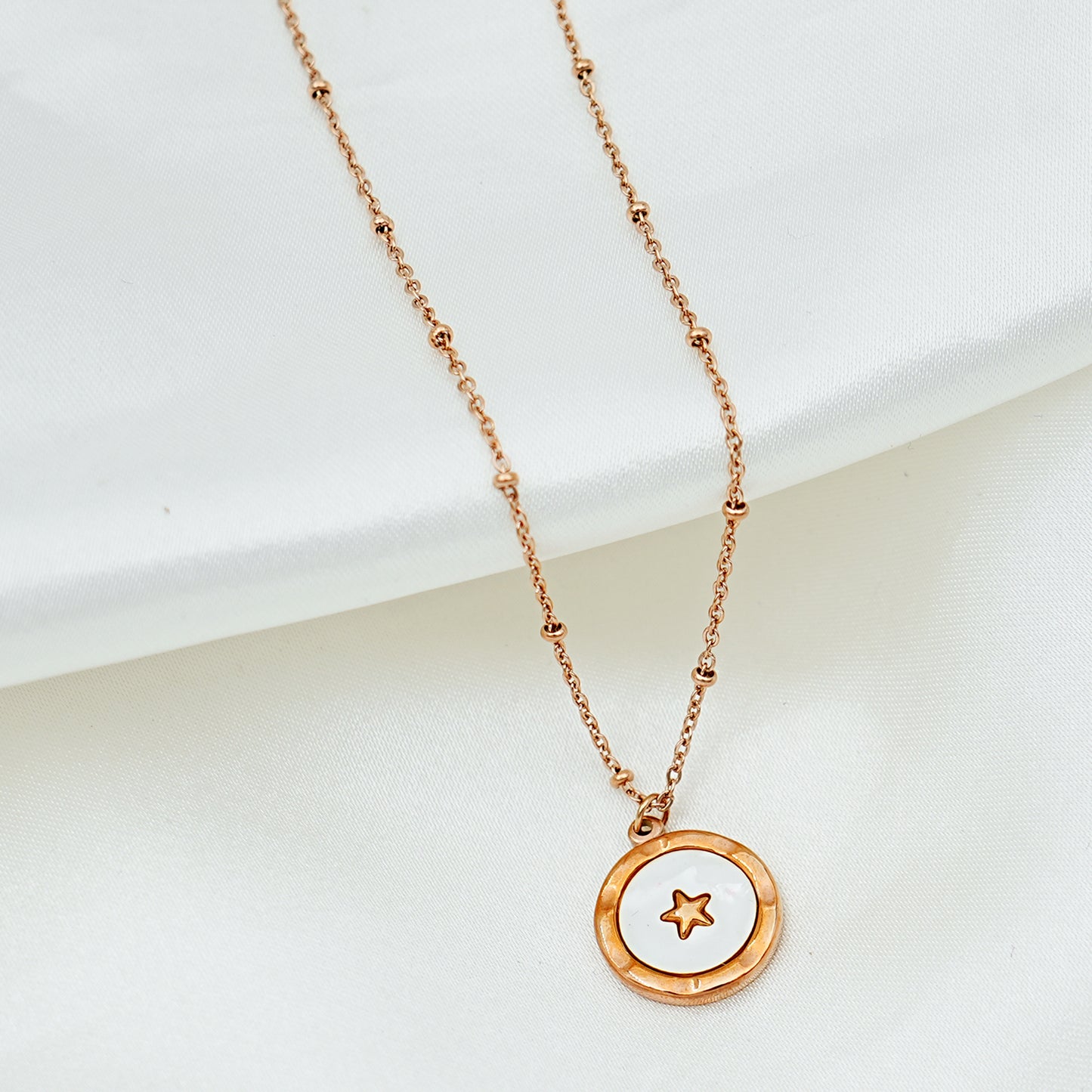 Rose Gold Star Medallion Necklace