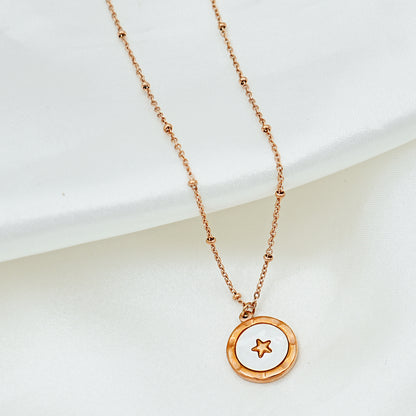Rose Gold Star Medallion Necklace
