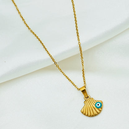 Shell Evil Eye Pendant Necklace