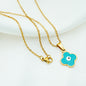 Turquoise Evil Eye Clover Pendant Necklace