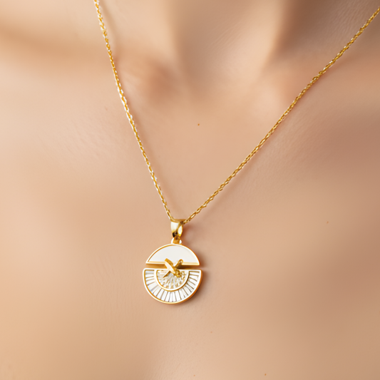 Geometric Gold Pendant Necklace