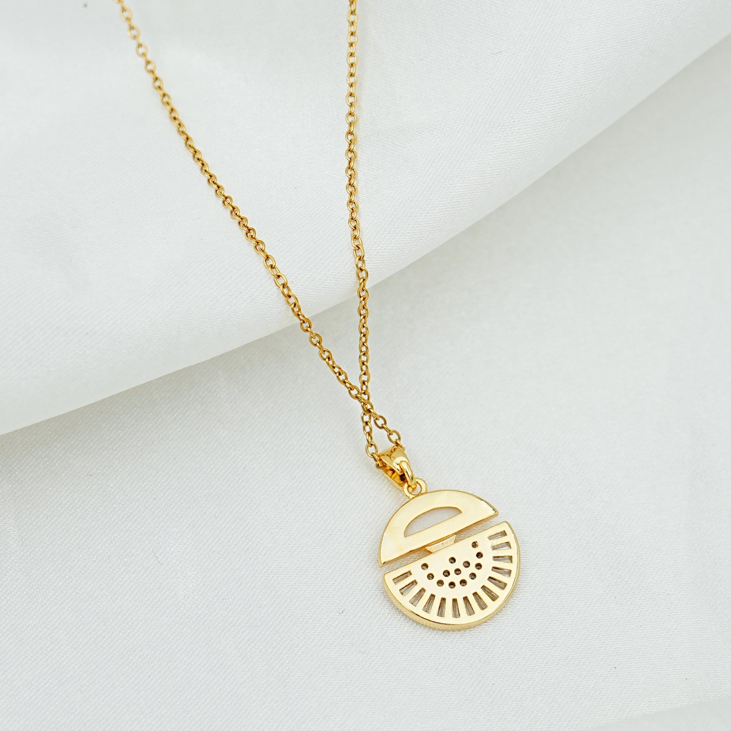 Geometric Gold Pendant Necklace