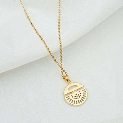 Geometric Gold Pendant Necklace