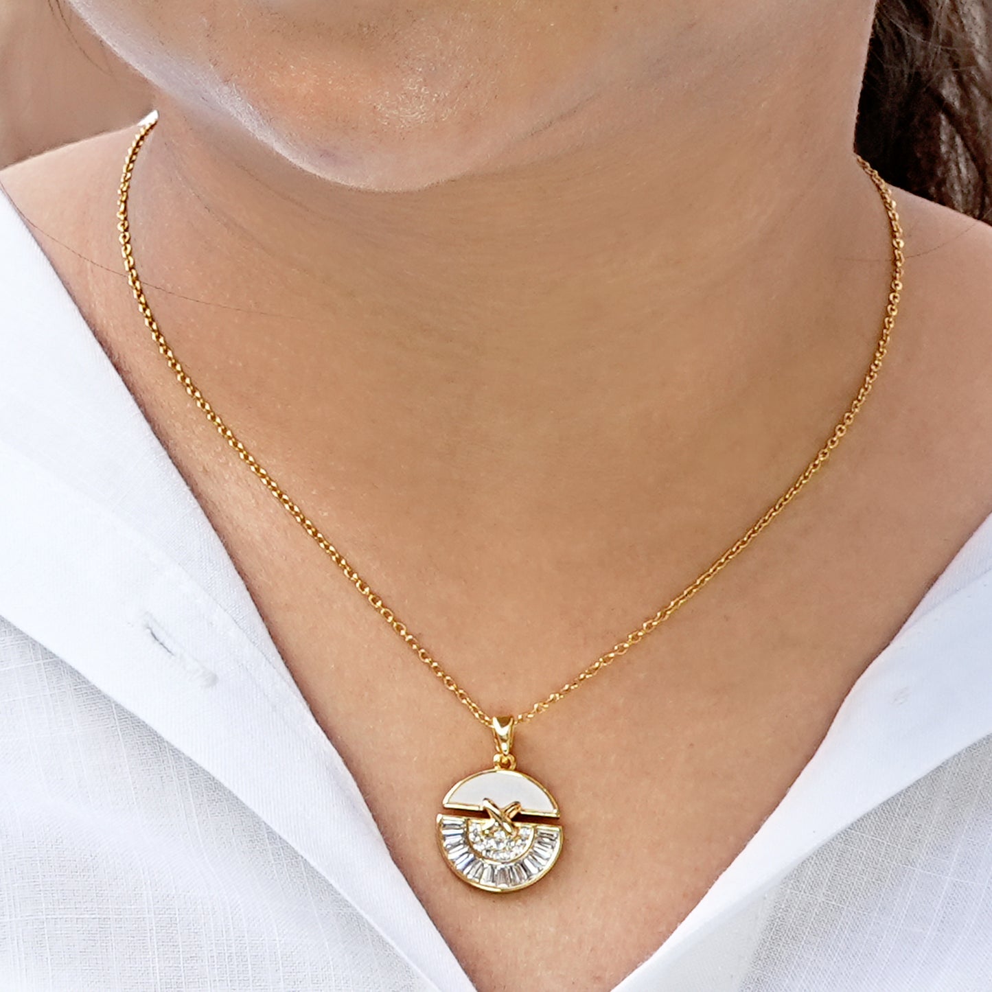 Geometric Gold Pendant Necklace