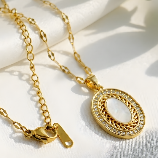 Oval Halo Pendant Necklace