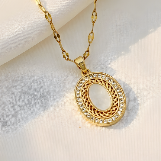 Oval Halo Pendant Necklace