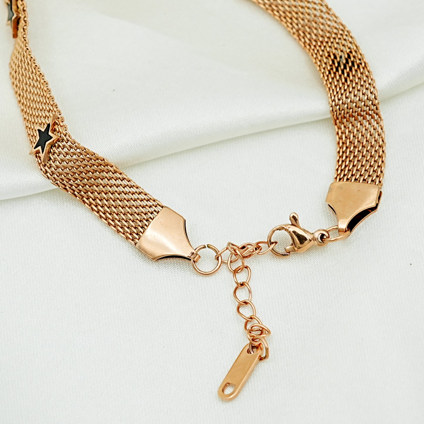 Rose Gold Mesh Star Charm Bracelet