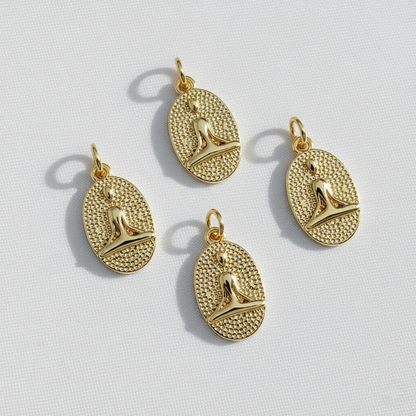 Gold Plated Meditation Pose Oval Charm