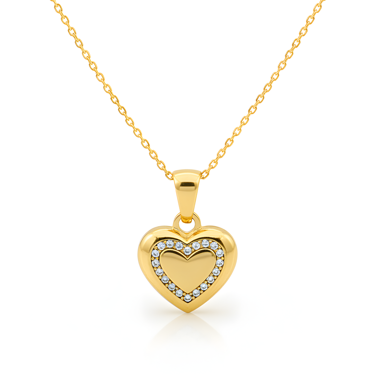 Gold Double Heart Crystal Necklace