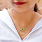 Emerald Teardrop Circle Pendant Necklace