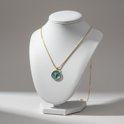 Yellow Gold Ocean Cross Medallion Necklace