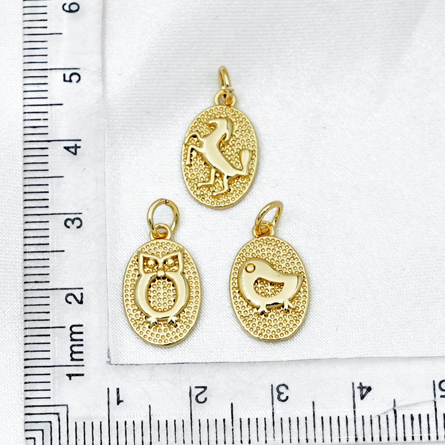Gold Animal Oval Charm For Bracelet Necklace