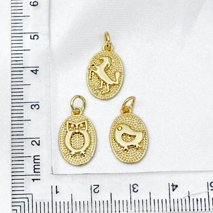 Gold Animal Oval Charm For Bracelet Necklace