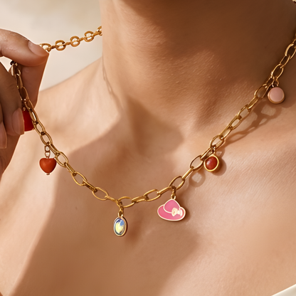 Whimsical Multi-Charm Gold Necklace