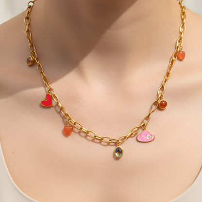 Whimsical Multi-Charm Gold Necklace