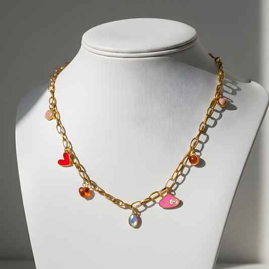 Whimsical Multi-Charm Gold Necklace
