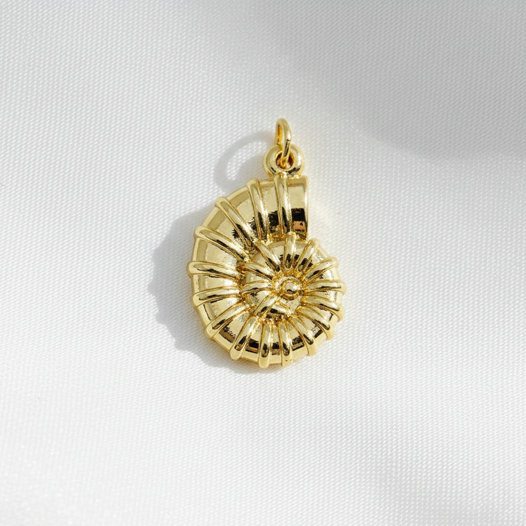 Gold Ammonite Charm For Bracelet Necklace