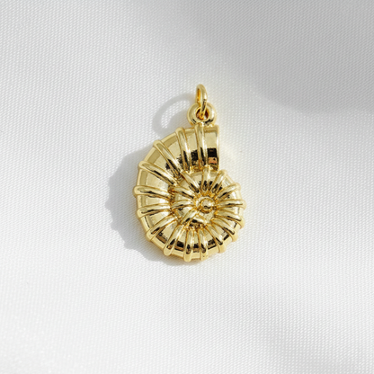 Gold Ammonite Charm For Bracelet Necklace