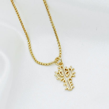 Gold Cactus Charm – Minimal Desert Symbol Pendant