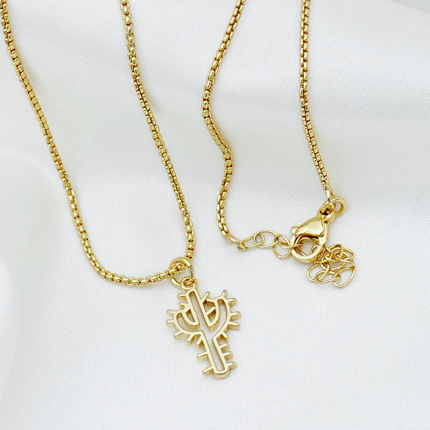 Gold Cactus Charm – Minimal Desert Symbol Pendant