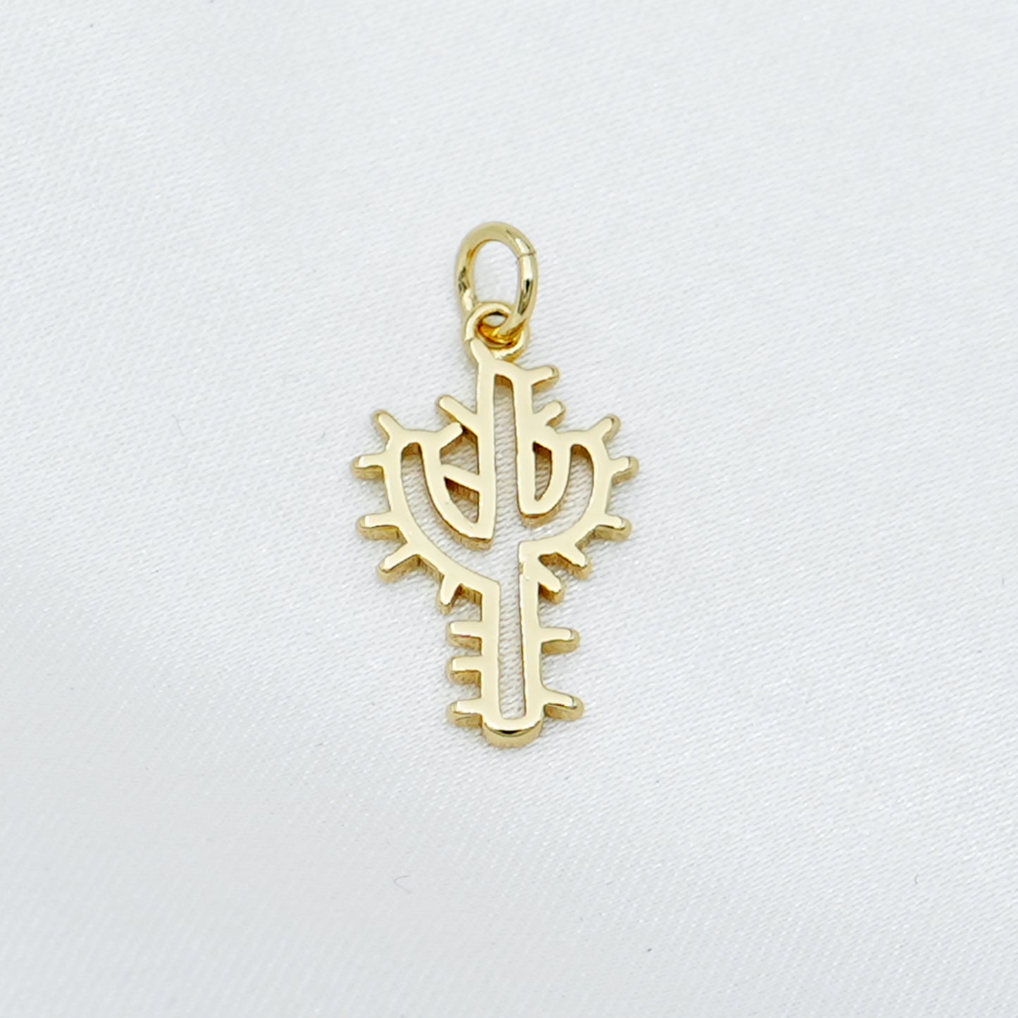 Gold Cactus Charm – Minimal Desert Symbol Pendant