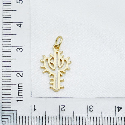 Gold Cactus Charm – Minimal Desert Symbol Pendant