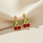 Cherry Drop Enamel Earrings
