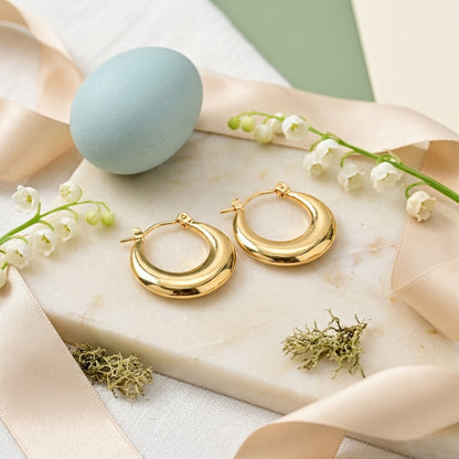 Bold Gold Crescent Hoop Earrings