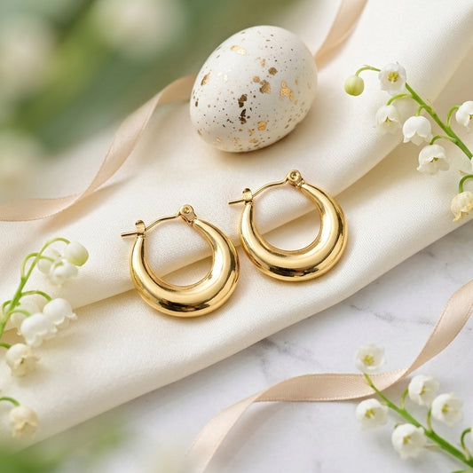 Bold Gold Crescent Hoop Earrings